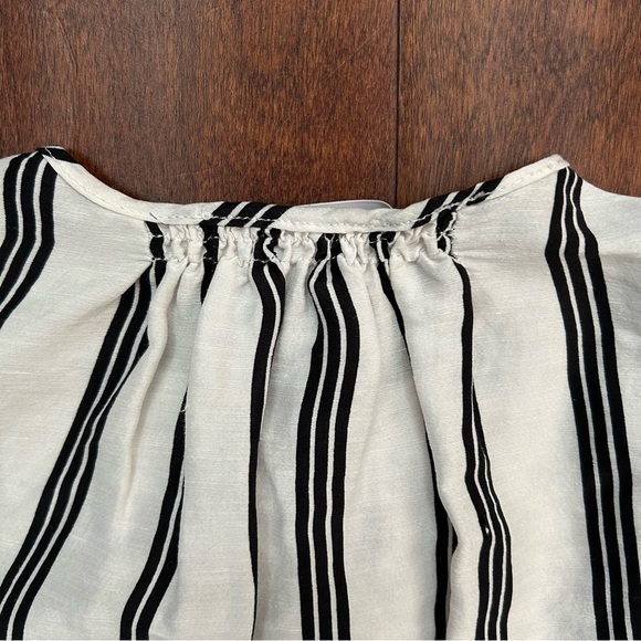 Apiece Apart Nueva Augustina Tunic, Black and White Striped Linen & Silk, Size 0 - Picture 13 of 16